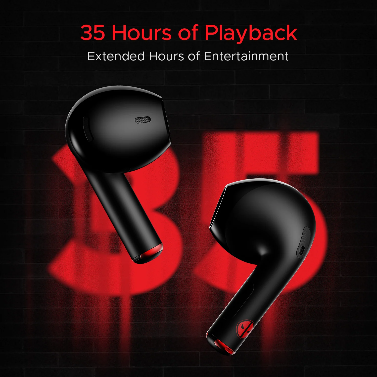 boAt Airdopes Alpha Deadpool Edition | Wireless Earbuds with boAt Signature Sound, 35 Hours Playback, ASAP™ Charge, ENx™ Technology - Image 2
