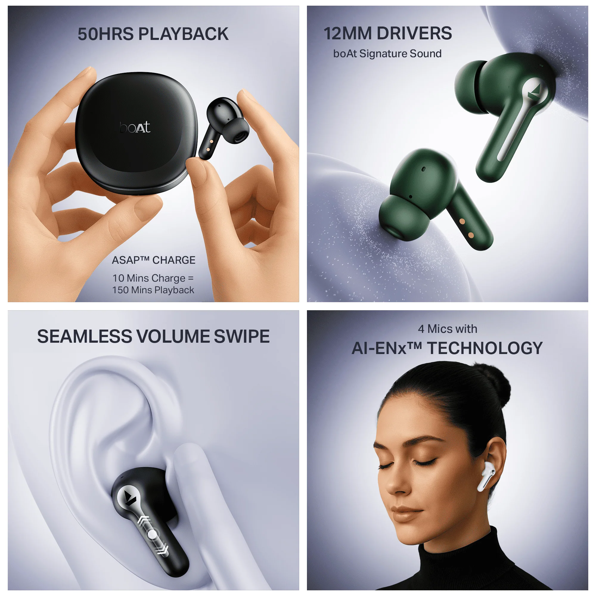 boAt Airdopes Prime 511 | Wireless Earbuds with 50 Hours Playback, AI-ENx™ Calling, Multipoint Connectivity & boAt Signature Sound - Image 13