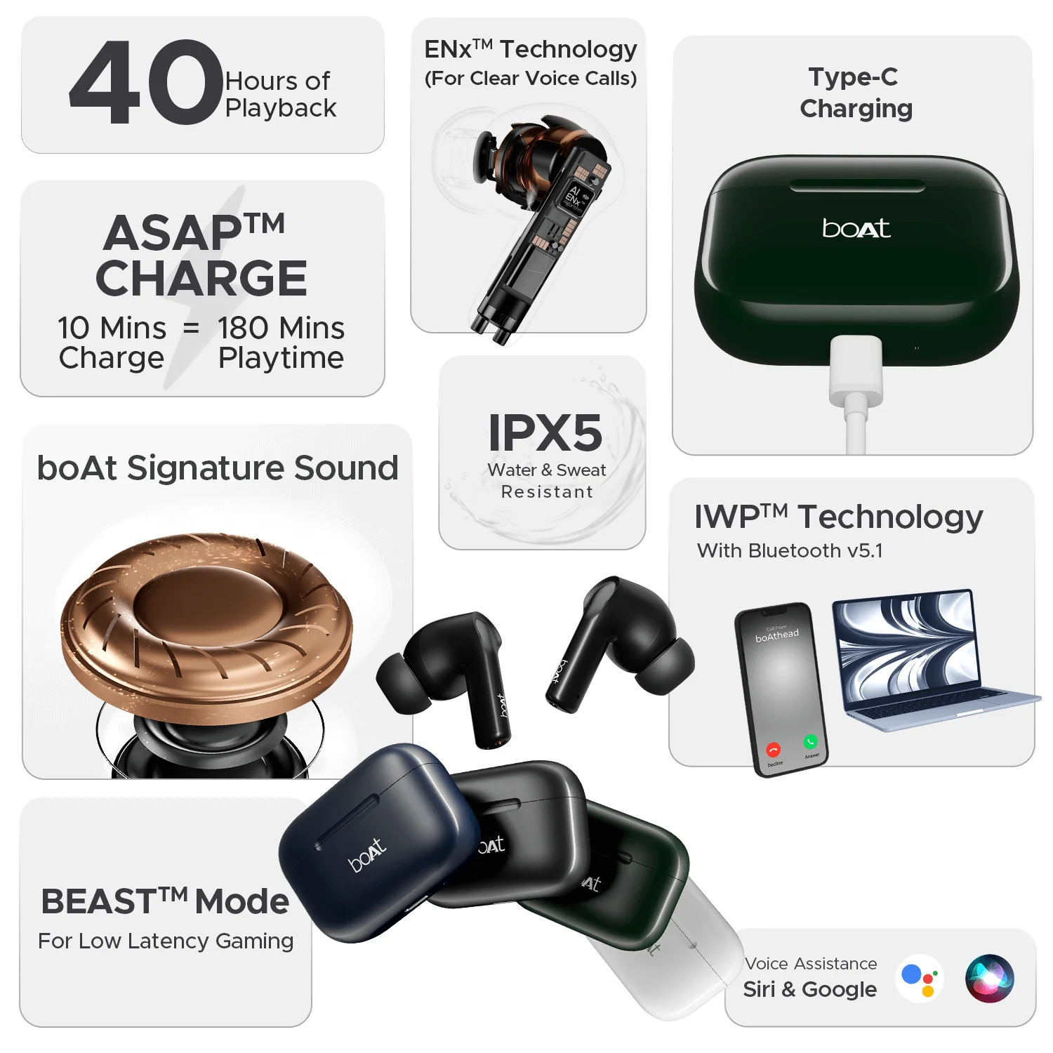 boAt Airdopes 161 SS Edition | TWS Earbuds with Massive Playback of upto 40 Hours, IPX5 Water & Sweat Resistance, IWP Technology, Type C Interface - Image 23