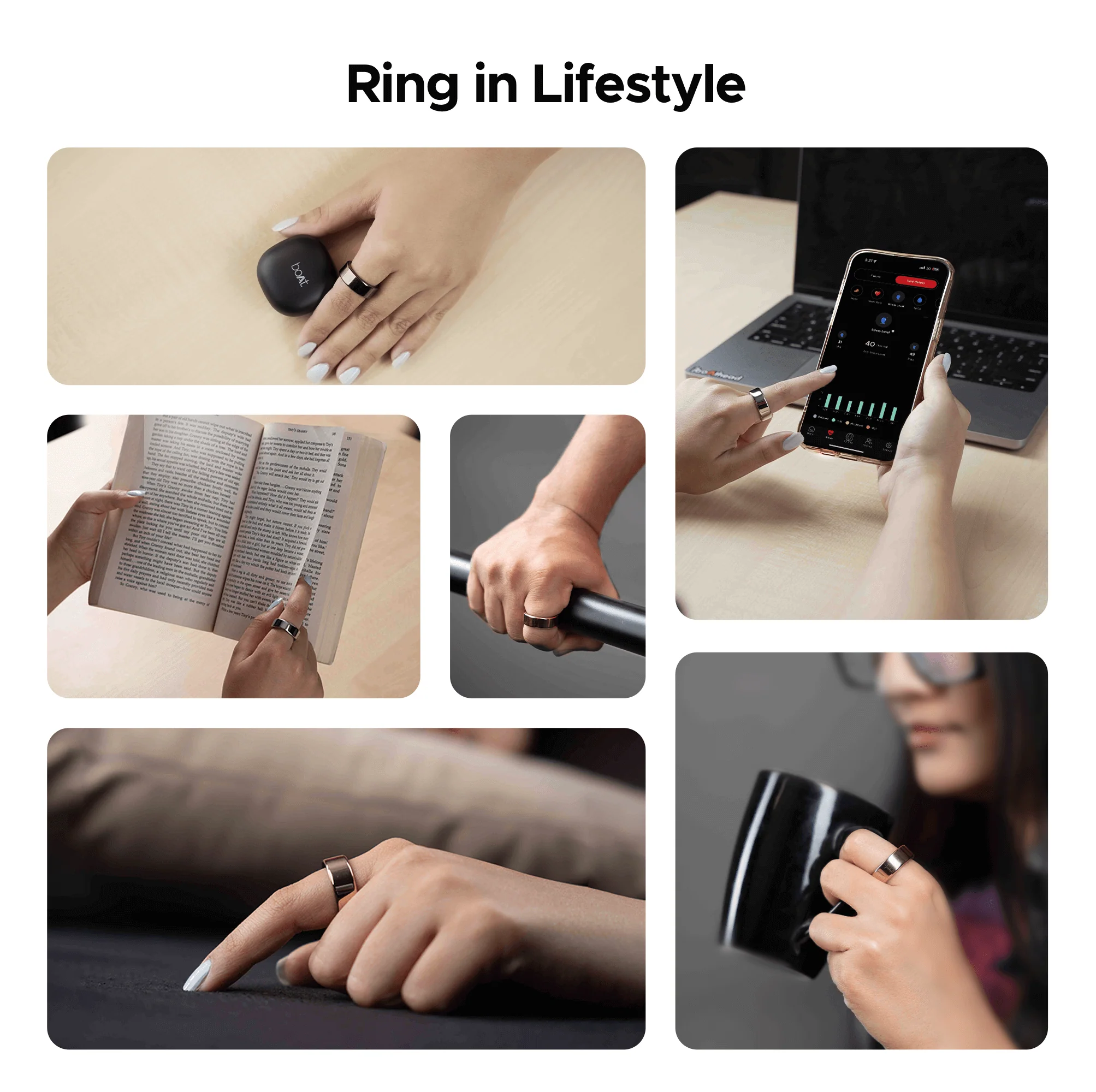 boAt Smart Ring Active | Smart Ring with Stainless Steel Design, 90% Lighter, Health Monitoring, Magnetic Charging Case HME - Image 36